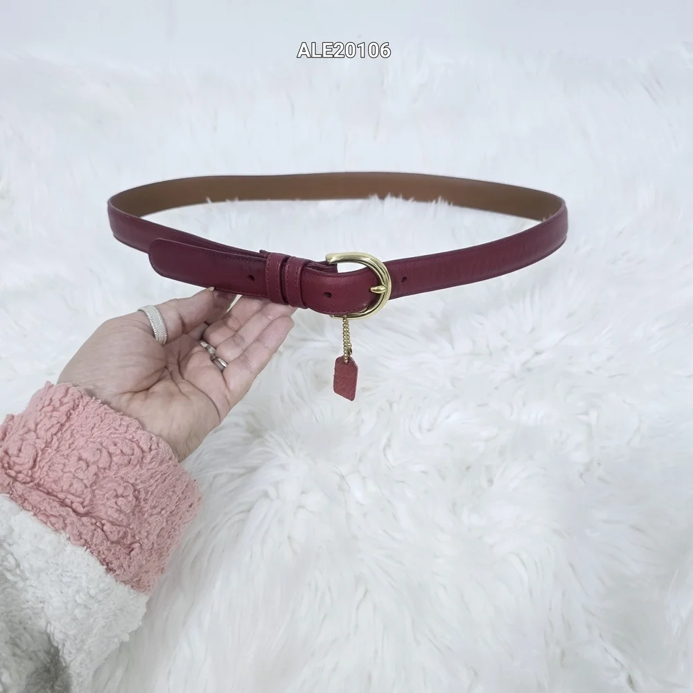 Coach Women's Large Leather Belt 8400 burgundy red color classic